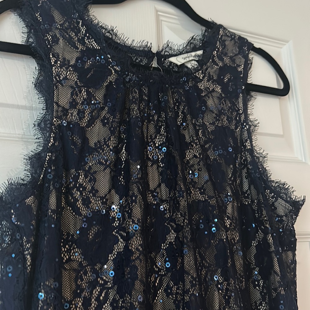 Navy Sequin Lace Dress.  Cocktail.  Homecoming.  Formal.